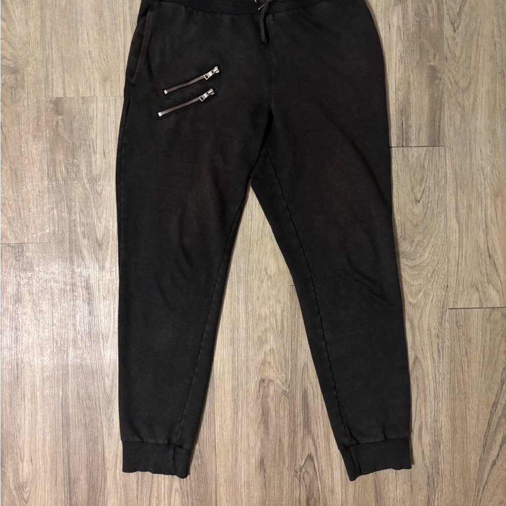 INC International Concepts Black Joggers with Zipper Accents